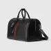 Gucci Black Leather Web Stripe Large Travel Duffle Bag 834460 #A66531