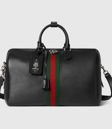 Gucci Black Leather Web Stripe Large Travel Duffle Bag 834460 #A66531