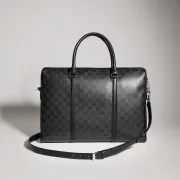 Gucci Classic Black Coated Leather Men Work Briefcase A0007X #A66527