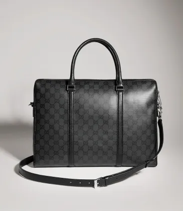 Gucci Classic Black Coated Leather Men Work Briefcase A0007X #A66527