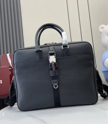 Gucci Men's Briefcase In Black Pebbled Leather With Signature Web Accent And Lock #A50716
