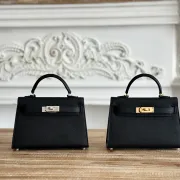 HERMES Kelly second-generation mini bags 19CM Black #A66559