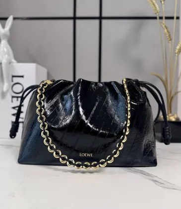 Loewe Flamenco Crocodile Leather Drawstring Bag 30x10.5x20CM #A63857 Loewe Flamenco Crocodile Leather Drawstring Bag 30x10.5x20CM #A63857
