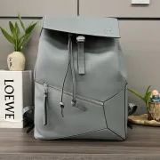 Loewe Puzzle Backpack In Light Gray Pebbled Leather With Signature Design #A50978 Loewe Puzzle Backpack In Light Gray Pebbled Leather With Signature Design #A50978