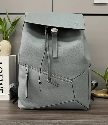 Loewe Puzzle Backpack In Light Gray Pebbled Leather With Signature Design #A50978 Loewe Puzzle Backpack In Light Gray Pebbled Leather With Signature Design #A50978