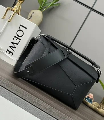 Loewe Puzzle Bag - Black Grained Leather, Geometric Design, Top Handle & Adjustable Strap, Luxury Shoulder Bag for Women #A56887 Loewe Puzzle Bag - Black Grained Leather, Geometric Design, Top Handle & Adjustable Strap, Luxury Shoulder Bag for Women #A56887
