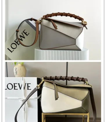 Loewe Puzzle Bag - Multi-Tone Leather with Woven Handle, Adjustable Strap, Geometric Design, Luxury Crossbody Bag for Women #A56874 Loewe Puzzle Bag - Multi-Tone Leather with Woven Handle, Adjustable Strap, Geometric Design, Luxury Crossbody Bag for Women #A56874