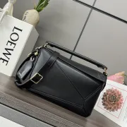 Loewe Black Leather Puzzle Bag With Geometric Design And Adjustable Strap For Modern Chic #A50043 Loewe Black Leather Puzzle Bag With Geometric Design And Adjustable Strap For Modern Chic #A50043