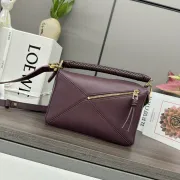 Loewe - Inspired Burgundy Leather Bag With Braided Handle And Geometric Design #A50977 Loewe - Inspired Burgundy Leather Bag With Braided Handle And Geometric Design #A50977