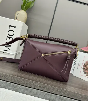 Loewe - Inspired Burgundy Leather Bag With Braided Handle And Geometric Design #A50977 Loewe - Inspired Burgundy Leather Bag With Braided Handle And Geometric Design #A50977