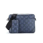Louis Vuitton Duo Messenger Bag Monogram Shadow Leather Blue/Gray #A37734 Louis Vuitton Duo Messenger Bag Monogram Shadow Leather Blue/Gray #A37734