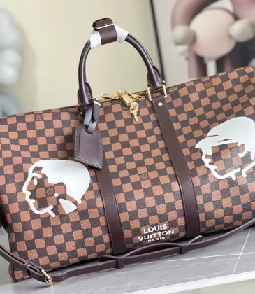 Louis Vuitton Damier Ebene Keepall Bag With KAWS Artistic Prints size:50×29×22cm #A54124 Louis Vuitton Damier Ebene Keepall Bag With KAWS Artistic Prints size:50×29×22cm #A54124