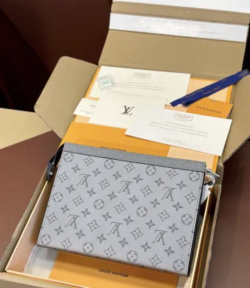Louis Vuitton Monogram Eclipse Pochette In Light Grey With Signature Motifs And Luxe Packaging #A50810 Louis Vuitton Monogram Eclipse Pochette In Light Grey With Signature Motifs And Luxe Packaging #A50810