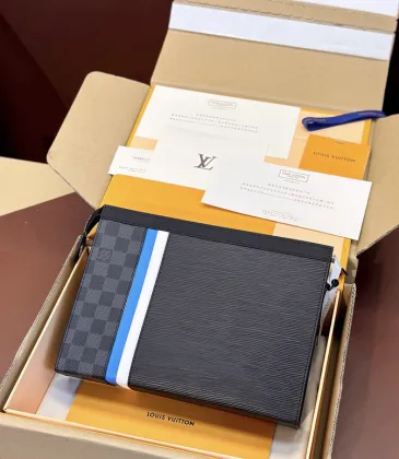 Louis Vuitton Pochette With Damier Graphite And Epi Leather Mix And Colorful Stripe #A50811 Louis Vuitton Pochette With Damier Graphite And Epi Leather Mix And Colorful Stripe #A50811