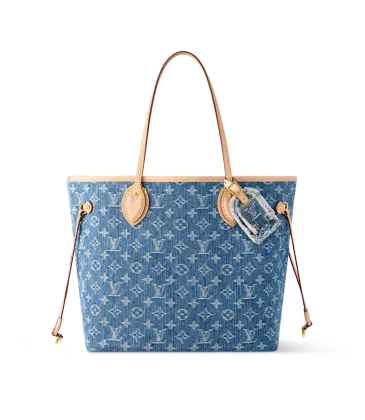 Louis Vuitton Denim Monogram Tote Bag With Leather Accents And Charm #A53431 Louis Vuitton Denim Monogram Tote Bag With Leather Accents And Charm #A53431