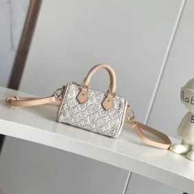 LV White Nano Speedy Mini Crossbody M28502 L16xH10xD7.5cm #A67200
