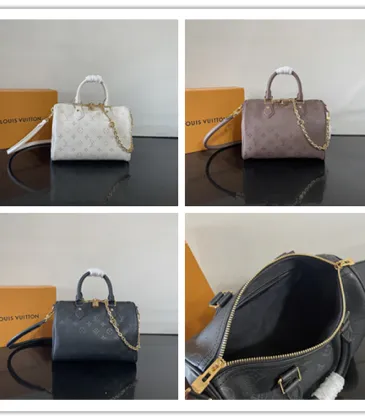 Louis Vuitton Speedy Bandoulière Mini (3 Colors) – White/Dark Brown/Black Monogram Empreinte Leather with Chain Strap #A59172 Louis Vuitton Speedy Bandoulière Mini (3 Colors) – White/Dark Brown/Black Monogram Empreinte Leather with Chain Strap #A59172