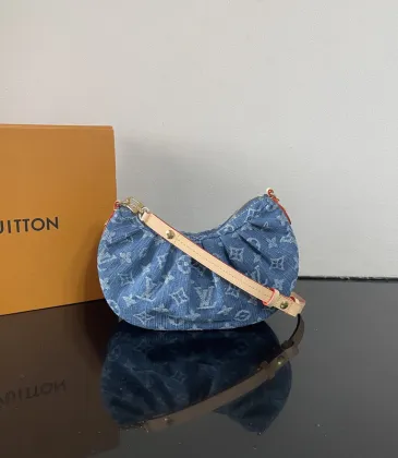 Louis Vuitton Denim Monogram Baguette Bag With Contrast Strap size:21×15×7cm #A53373