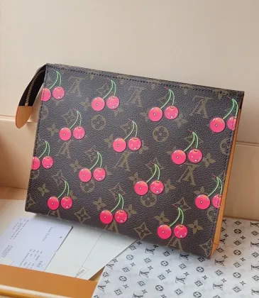  M14372 Cherry-Print Pouch - Monogram Canvas with Glossy Zipper &amp; Washable Lining #A59491