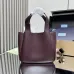 Prada BG335 2025 New Bucket Tote Bag - Burgundy Leather Large Version with Metal Logo #A59496