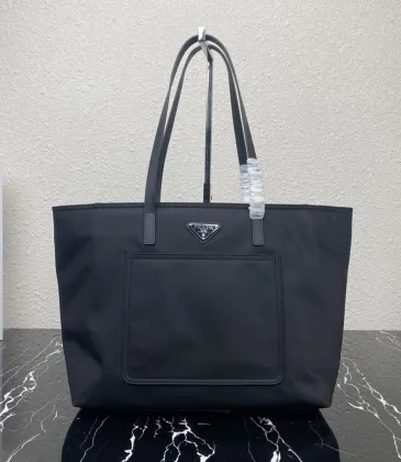 Prada Black Nylon Triangle Logo Work Tote Handbag 1BG052 #A66523