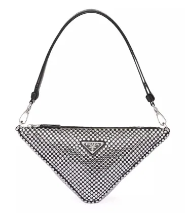 Prada Triangle Satin Mini Bag with Crystals AAA+ original Quality #A29345 Prada Triangle Satin Mini Bag with Crystals AAA+ original Quality #A29345