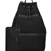 Yves Saint Laurent Black Nylon Drawstring Backpack With Leather Accents And Functional Design size:31×49×25 #A54316 Yves Saint Laurent Black Nylon Drawstring Backpack With Leather Accents And Functional Design size:31×49×25 #A54316