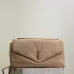 SAINT LAURENT Cassandra Envelope Clutch – Beige Suede Leather with Gold YSL Logo #A58763
