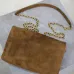 SAINT LAURENT Cassandre Envelope Chain Pouch – Camel Suede Leather with Gold YSL Logo #A58761