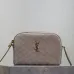 SAINT LAURENT Le 5 à 7 Small Bucket Bag – Taupe Suede Leather with Gold YSL Logo (Adjustable Crossbody Strap) #A58768