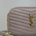 SAINT LAURENT Lou Camera Crossbody Bag – Dusty Beige Suede with Diagonal Quilt &amp; Gold YSL Logo (Chain Strap) #A58771