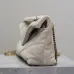 SAINT LAURENT Loulou Medium Shoulder Bag – Light Beige Suede with Chevron Quilt &amp; Gold YSL Logo (Convertible Chain Strap) #A58772