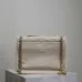 SAINT LAURENT Loulou Medium Shoulder Bag – Light Beige Suede with Chevron Quilt &amp; Tone-On-Tone YSL Logo (Convertible Chain Strap) #A58775