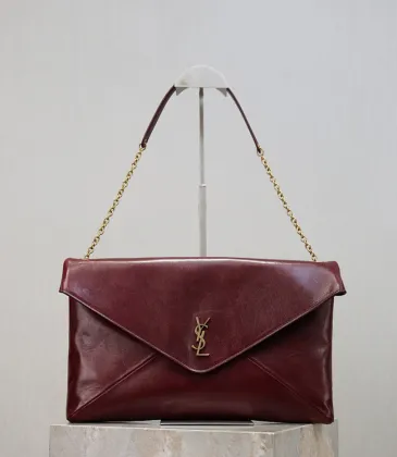 Saint Laurent Envelope Chain Clutch (841702) - Convertible Strap, Soft Leather, 35×22×3cm #A59991