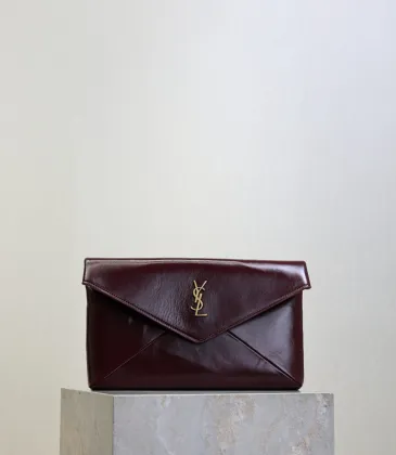 Saint Laurent LE Envelope Clutch (769307) - Red Date Gold, Soft Sheepskin, 29.5×18×4.5cm #A59995