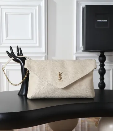 YSL 841702 LE Envelope Lambskin Chain Shoulder Crossbody Clutch Handbag #A65992
