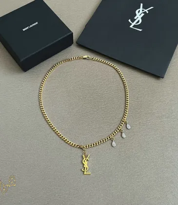 Saint Laurent Cassandre Logo Double Layer Pendant Necklace Gold Silver Designer Women Jewelry #A65951 Saint Laurent Cassandre Logo Double Layer Pendant Necklace Gold Silver Designer Women Jewelry #A65951