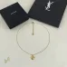 Saint Laurent Solid Heart Pendant Gold Thin Chain Choker Necklace Women Designer Jewelry #A65952