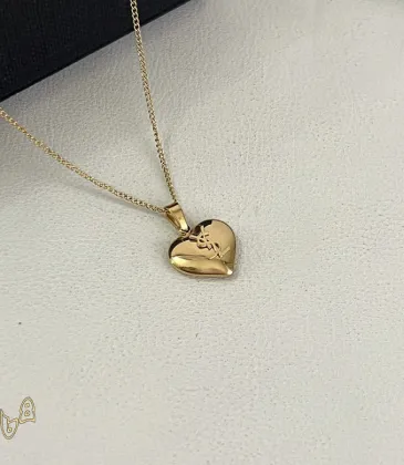 Saint Laurent Solid Heart Pendant Gold Thin Chain Choker Necklace Women Designer Jewelry #A65952 Saint Laurent Solid Heart Pendant Gold Thin Chain Choker Necklace Women Designer Jewelry #A65952