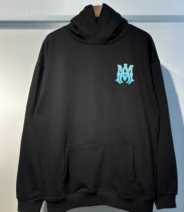 AMIRI Black Hoodie With Glittery Blue Back Logo And Brand Details #A54287 AMIRI Black Hoodie With Glittery Blue Back Logo And Brand Details #A54287