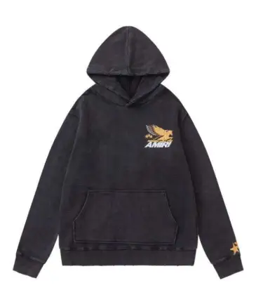 AMIRI Black Hoodie With Vintage Pegasus Graphic And Distressed Finish #A54435 AMIRI Black Hoodie With Vintage Pegasus Graphic And Distressed Finish #A54435