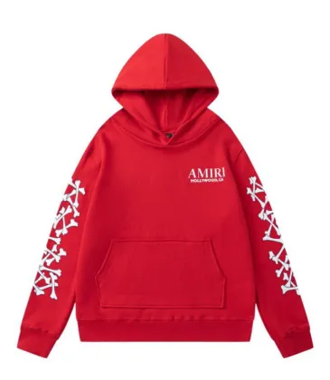 AMIRI Hoodie With Bone Graphic Sleeves And Hollywood CA Logo For Bold Street Style Red/Blue/Grey/Black #A54283 AMIRI Hoodie With Bone Graphic Sleeves And Hollywood CA Logo For Bold Street Style Red/Blue/Grey/Black #A54283