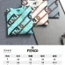 Fendi Inspired Light Blue Crew Neck Sweatshirt with Brown Chain Pattern #A54357