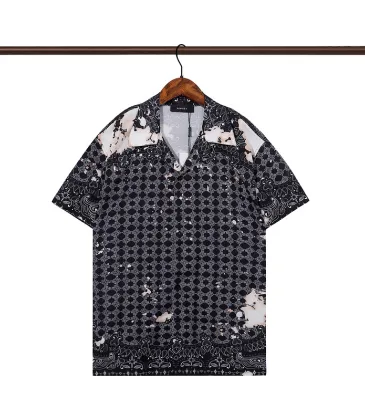 Amiri Black Patterned Cuban Collar Short Sleeve Shirt With Artistic Details #A54242 Amiri Black Patterned Cuban Collar Short Sleeve Shirt With Artistic Details #A54242