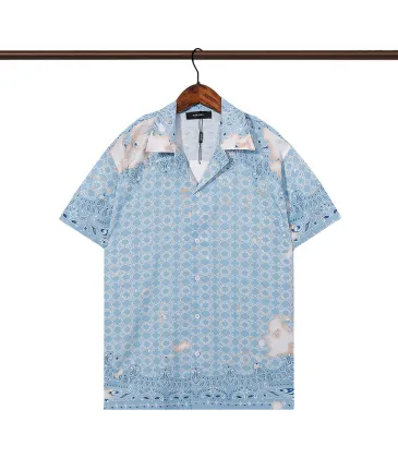 Amiri Blue Paisley Print Cuban Collar Short Sleeve Shirt for Summer Style #A54240 Amiri Blue Paisley Print Cuban Collar Short Sleeve Shirt for Summer Style #A54240