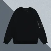 Prada White/Black Crew Neck Sweatshirt With Side Zipper Pocket For Modern Minimalist Style #A54268 Prada White/Black Crew Neck Sweatshirt With Side Zipper Pocket For Modern Minimalist Style #A54268