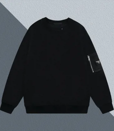 Prada White/Black Crew Neck Sweatshirt With Side Zipper Pocket For Modern Minimalist Style #A54268 Prada White/Black Crew Neck Sweatshirt With Side Zipper Pocket For Modern Minimalist Style #A54268