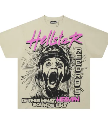 Hellstar White T-shirts Bold Graphic Artamp; Heaven Sounds Like Statement  #A54225
