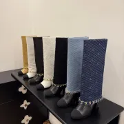Chanel Knee - High Boots: Diverse Textures, Gold Chains, a Showcase of Luxe Creativity #A54193 Chanel Knee - High Boots: Diverse Textures, Gold Chains, a Showcase of Luxe Creativity #A54193