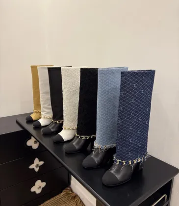 Chanel Knee - High Boots: Diverse Textures, Gold Chains, a Showcase of Luxe Creativity #A54193 Chanel Knee - High Boots: Diverse Textures, Gold Chains, a Showcase of Luxe Creativity #A54193